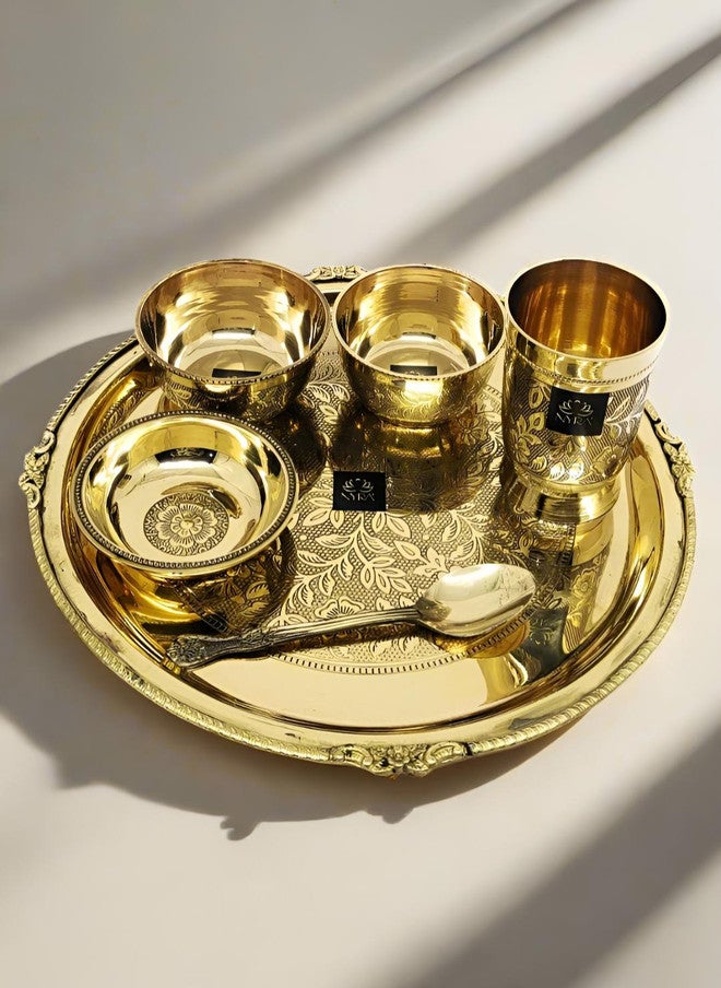 Nyra Kitchenware Traditional Bronze Floral Brass Dishwasher Safe 6 Piece Dinner Set - Image 1